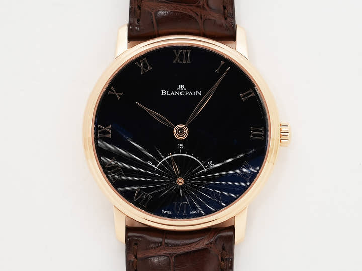 Blancpain Villeret Ultra-Slim Retrograde Ref. 6653-3630-55B 18K Red Gold Black Dial Excellent Condition ar296q7b