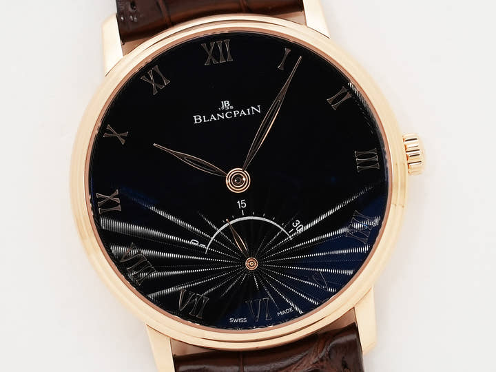 Blancpain Villeret Ultra-Slim Retrograde Ref. 6653-3630-55B 18K Red Gold Black Dial Excellent Condition ar296q7b