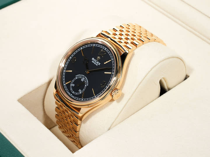 ROLEX 1908 Ref.52508 Yellow Gold Black Dial Jubilee Bracelet Used ikqoefaf
