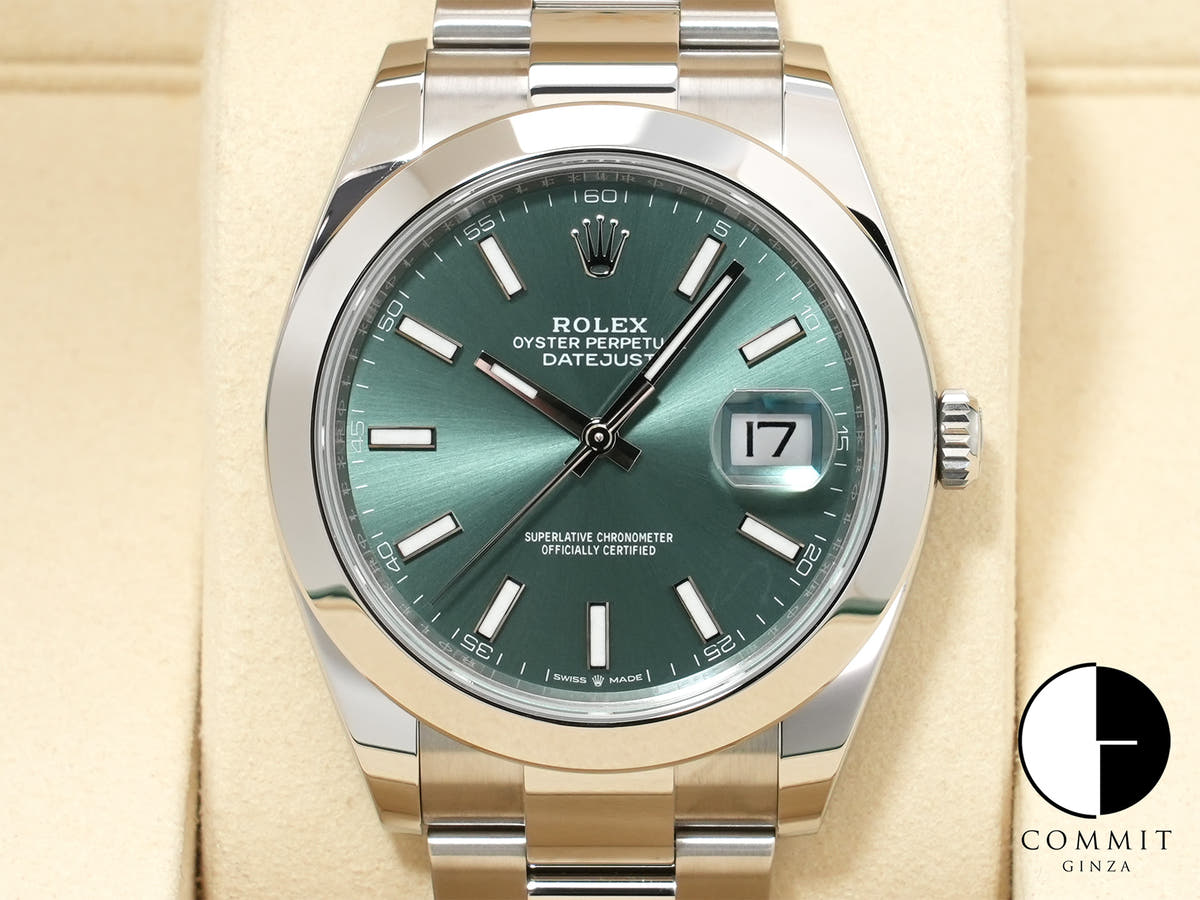 Rolex Datejust 41 Ref. 126300 Stainless Steel Mint Green Dial Oyster Bracelet Pre-owned ftktgfap