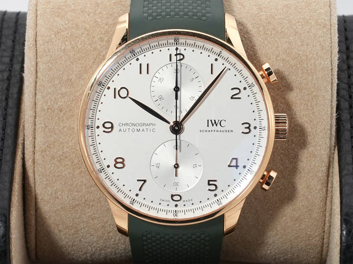 IWC Portugieser Chronograph Ref. IW371611 Rose Gold Silver Dial Pre-owned 4d8y9pup