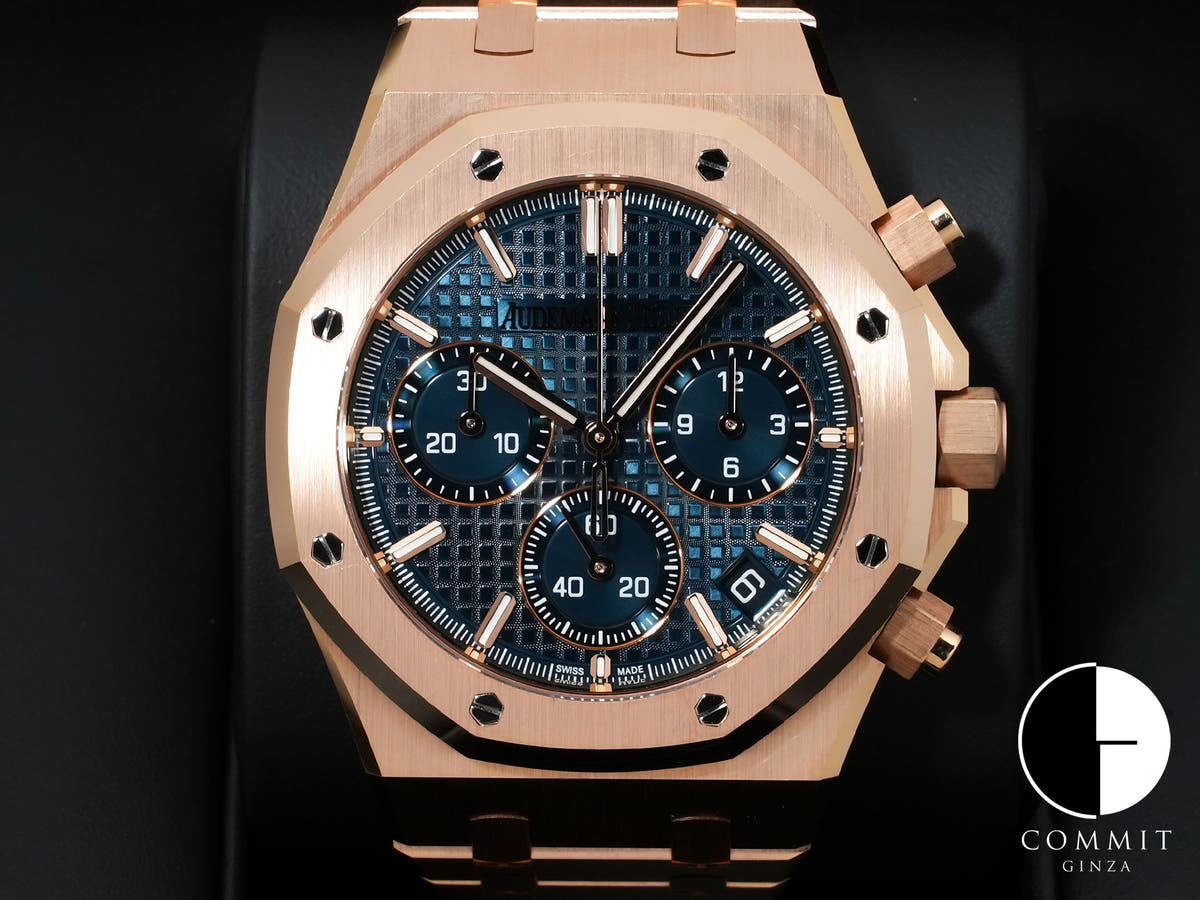 Audemars Piguet Royal Oak Chronograph Ref.26240OR.OO.D315CR.02 Pink Gold Night Blue Dial Excellent Used Condition 36m4jypx