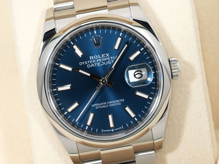Rolex Datejust 36 Ref. 126200 Stainless Steel Bright Blue Dial Oyster Bracelet Excellent Used 3a6inkio