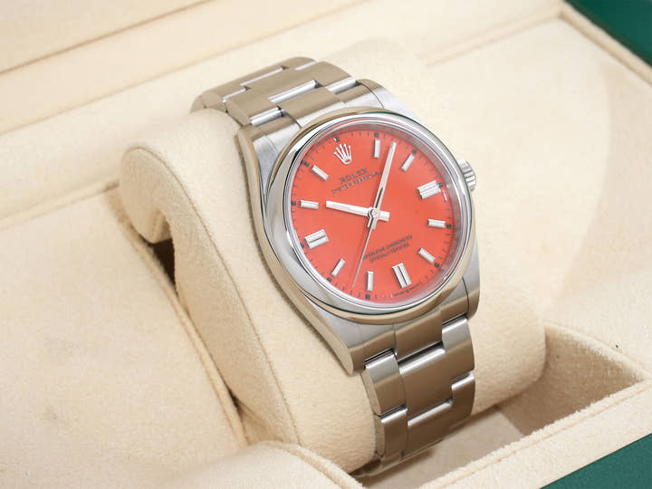 Rolex Oyster Perpetual 36 Ref. 126000 Stainless Steel Coral Red Dial Excellent Used Condition d2re5gta
