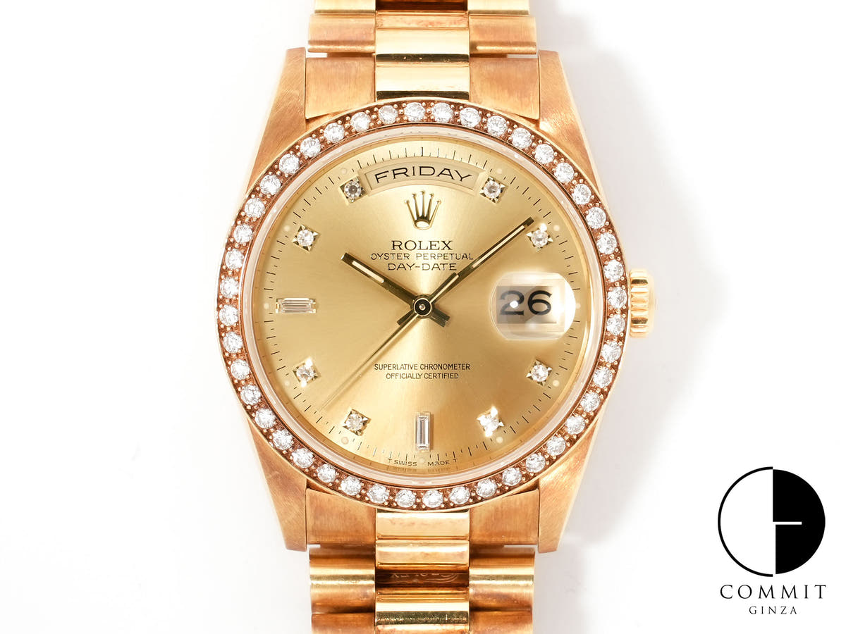 Rolex Day-Date Ref. 18348A Yellow Gold Champagne Dial Pre-owned fwyumnpk