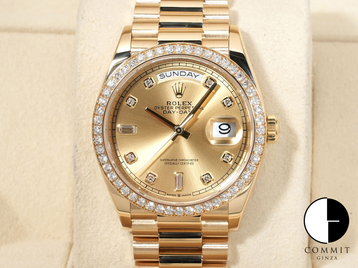 Rolex Day-Date 36 Ref. 128348RBR Yellow Gold Champagne Dial with Diamonds Excellent Used Condition w5nbiinn