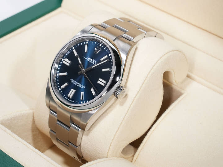 ロレックス オイスターパーペチュアル41 Ref.124300 ステンレススチール ブライトブルー文字盤 美中古 c8t3vggp