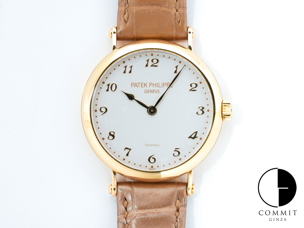 パテックフィリップ カラトラバ TIFFANY&CO. Ref.7200R-001 ローズゴールド シルバー・グレイン文字盤 中古 jef325ep