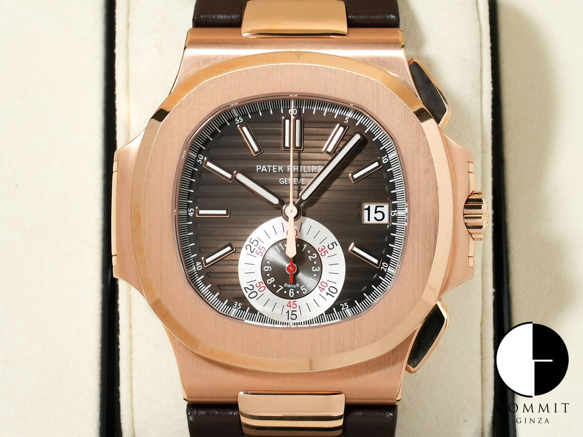 パテックフィリップ ノーチラス クロノグラフ Ref.5980R-001 ローズゴールド ブラウン文字盤 極美品 x2vjb96u