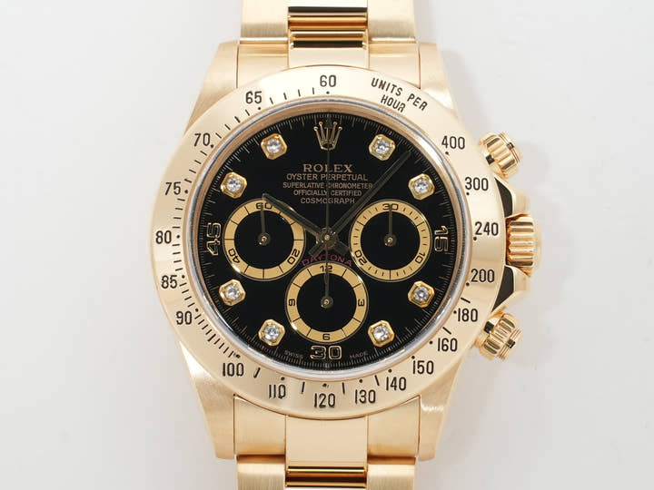 ロレックス デイトナ エルプリメロ Ref.16528G イエローゴールド ブラックx8Pダイヤ文字盤 美中古 nhi85ooz