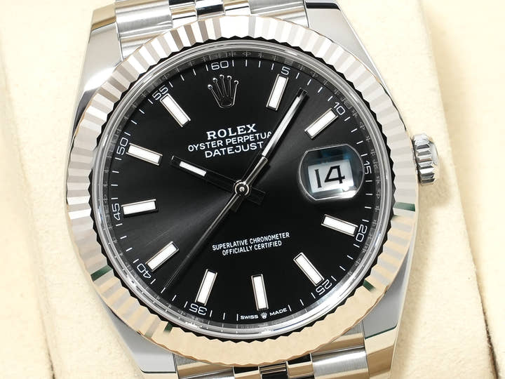 ROLEX Datejust 41 Ref. 126334 Stainless Steel/White Gold Black Dial Jubilee Bracelet Unused vkeatgs2