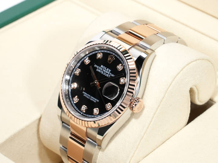 Rolex Datejust 36 Ref. 126231G Stainless Steel/Everose Gold Black Dial with 10P Diamonds Oyster Bracelet Unused ujmsm2qg