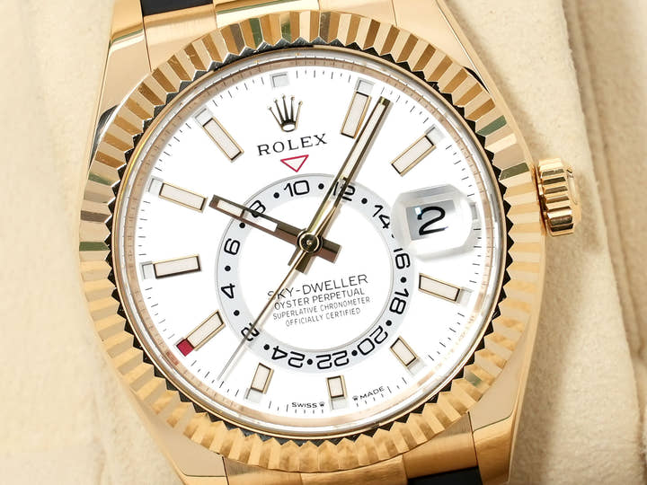 ロレックス スカイドゥエラー Ref.336238 イエローゴールド ホワイト文字盤 美中古 qdrt7xtu