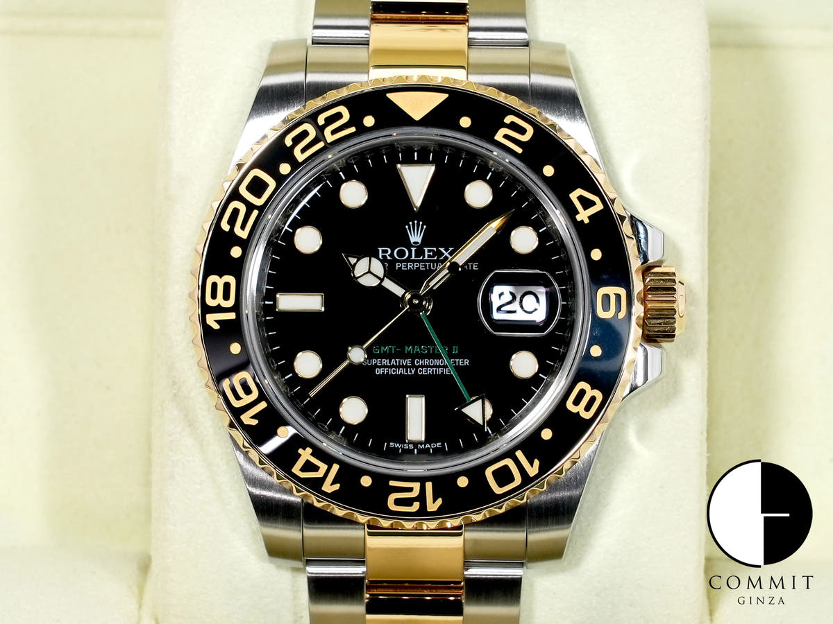 Rolex GMT-Master II Ref. 116713LN Stainless Steel/Yellow Gold Black Dial Oyster Bracelet Excellent Condition mh6nb9hk