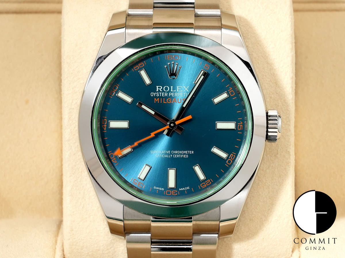 ロレックス ミルガウス Ref.116400GV ステンレススチール Zブルー文字盤 中古 co24yjru