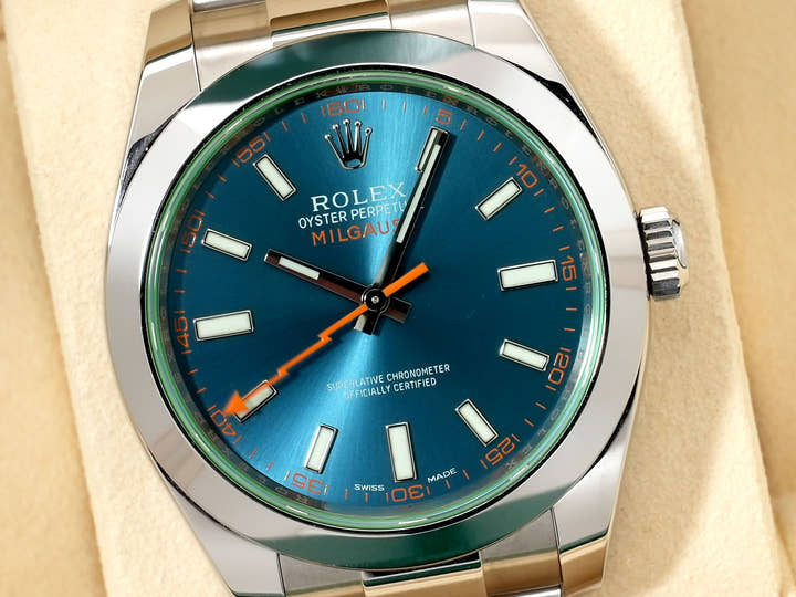 ロレックス ミルガウス Ref.116400GV ステンレススチール Zブルー文字盤 中古 co24yjru