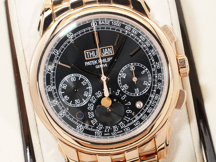 パテックフィリップ パーペチュアルカレンダー クロノグラフ Ref.5270/1R-001 ローズゴールド エボニーブラック ソレイユ文字盤 中古 q4jznqfk