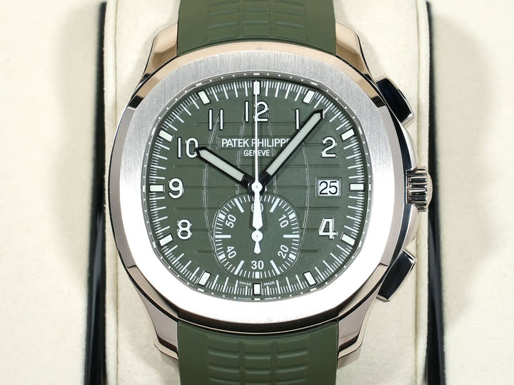 Patek Philippe Aquanaut Chronograph Ref. 5968G-010 White Gold Khaki Green Dial Unused cbsur2nj