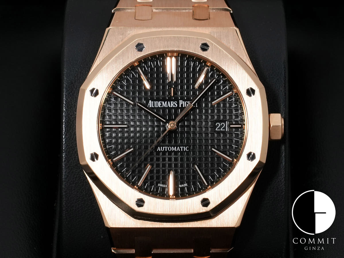 Audemars Piguet Royal Oak Ref.15400OR.OO.1220OR.01 Pink Gold Black Dial Used gboe2h5x