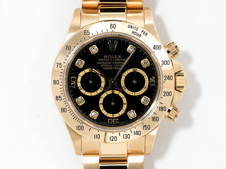 ロレックス デイトナ エルプリメロ Ref.16528G イエローゴールド ブラックx8Pダイヤ文字盤 美中古 z2izhw5b