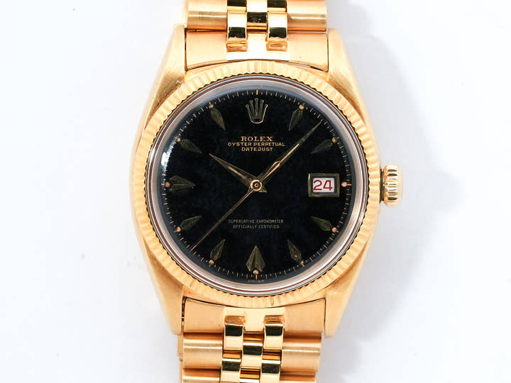 ロレックス デイトジャスト Ref.6605 イエローゴールド ブラック文字盤 中古 a5up2f8w