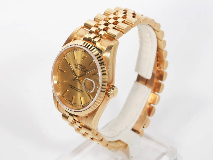 ロレックス デイトジャスト36 Ref.16238 イエローゴールド シャンパンゴールド文字盤 ジュビリーブレスレット 中古 krsar99j