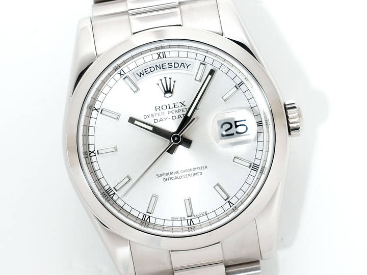 ロレックス デイデイト36 Ref.118209 ホワイトゴールド シルバー文字盤 中古 co6yg424