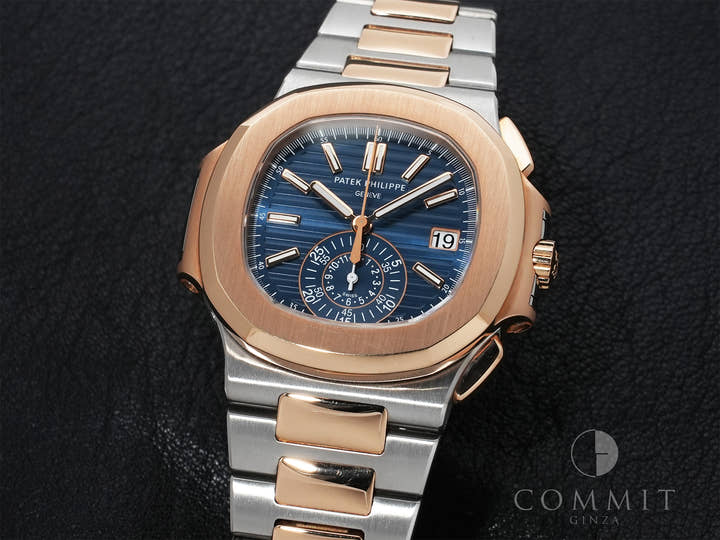 パテックフィリップ ノーチラス クロノグラフ Ref.5980/1AR-001 ステンレススチール/ローズゴールド ブルー文字盤 中古 der2f5mw