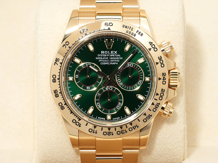 ロレックス デイトナ Ref.116508 イエローゴールド グリーン文字盤 美品 9dmcm6f4
