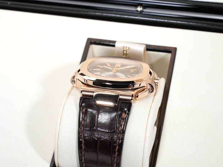 パテックフィリップ ノーチラス クロノグラフ Ref.5980R-001 ローズゴールド ブラウン文字盤 美品 wqtks6gz