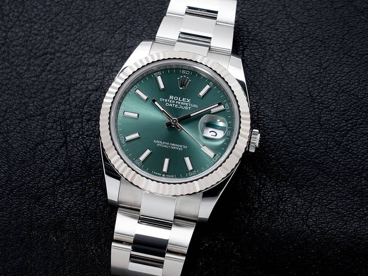 Rolex Datejust 41 Ref. 126334 Stainless Steel/White Gold Mint Green Dial Oyster Bracelet Pre-owned d2cgxfpk