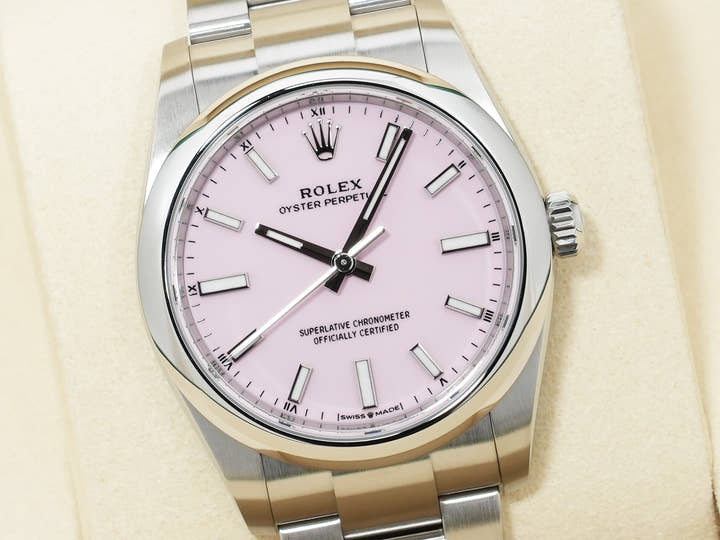 ロレックス オイスターパーペチュアル34 Ref.124200 ステンレススチール キャンディピンク文字盤 未使用 h6gnmpqc