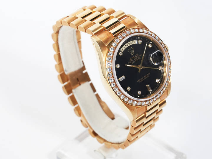 ROLEX Day-Date Ref.18348A Yellow Gold Black Dial Used z9bymn8g