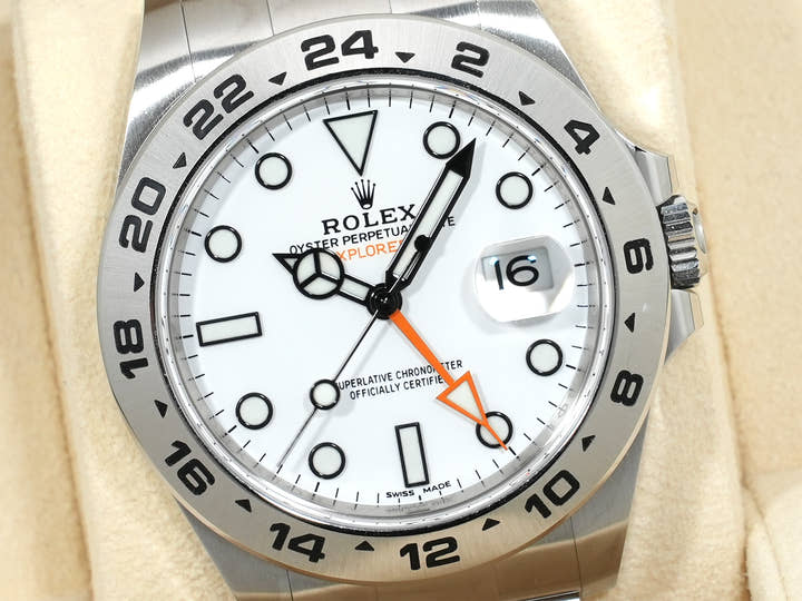 ロレックス エクスプローラーII Ref.216570 ステンレススチール ホワイト文字盤 オイスターブレスレット 美品 kcqkuxnb