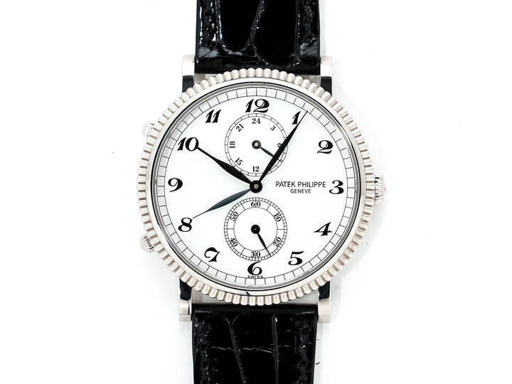 パテックフィリップ カラトラバ トラベルタイム Ref.5034G-001 ホワイトゴールド ホワイト文字盤 美品 55vxd98c