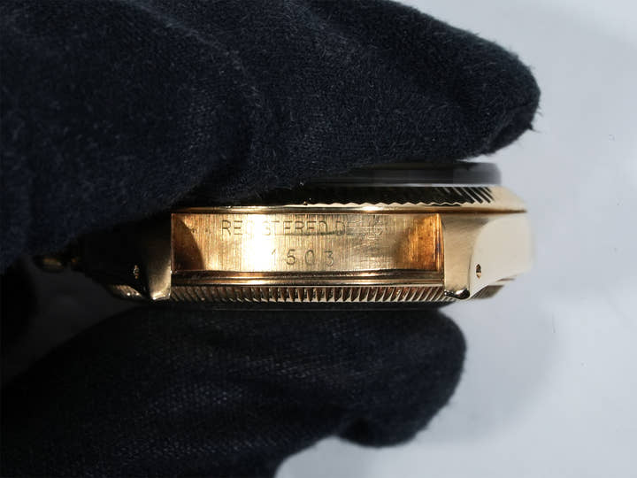 ロレックス オイスターパーペチュアル デイト Ref.1503 イエローゴールド ブラック文字盤 中古 njdj3waq