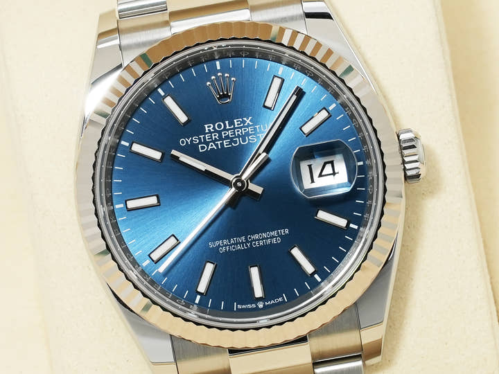 Rolex Datejust 36 Ref. 126234 Stainless Steel/White Gold Bright Blue Dial Oyster Bracelet Used 5hxno6vf