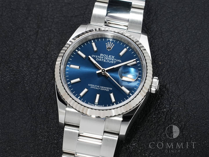 Rolex Datejust 36 Ref. 126234 Stainless Steel/White Gold Bright Blue Dial Oyster Bracelet Used 5hxno6vf