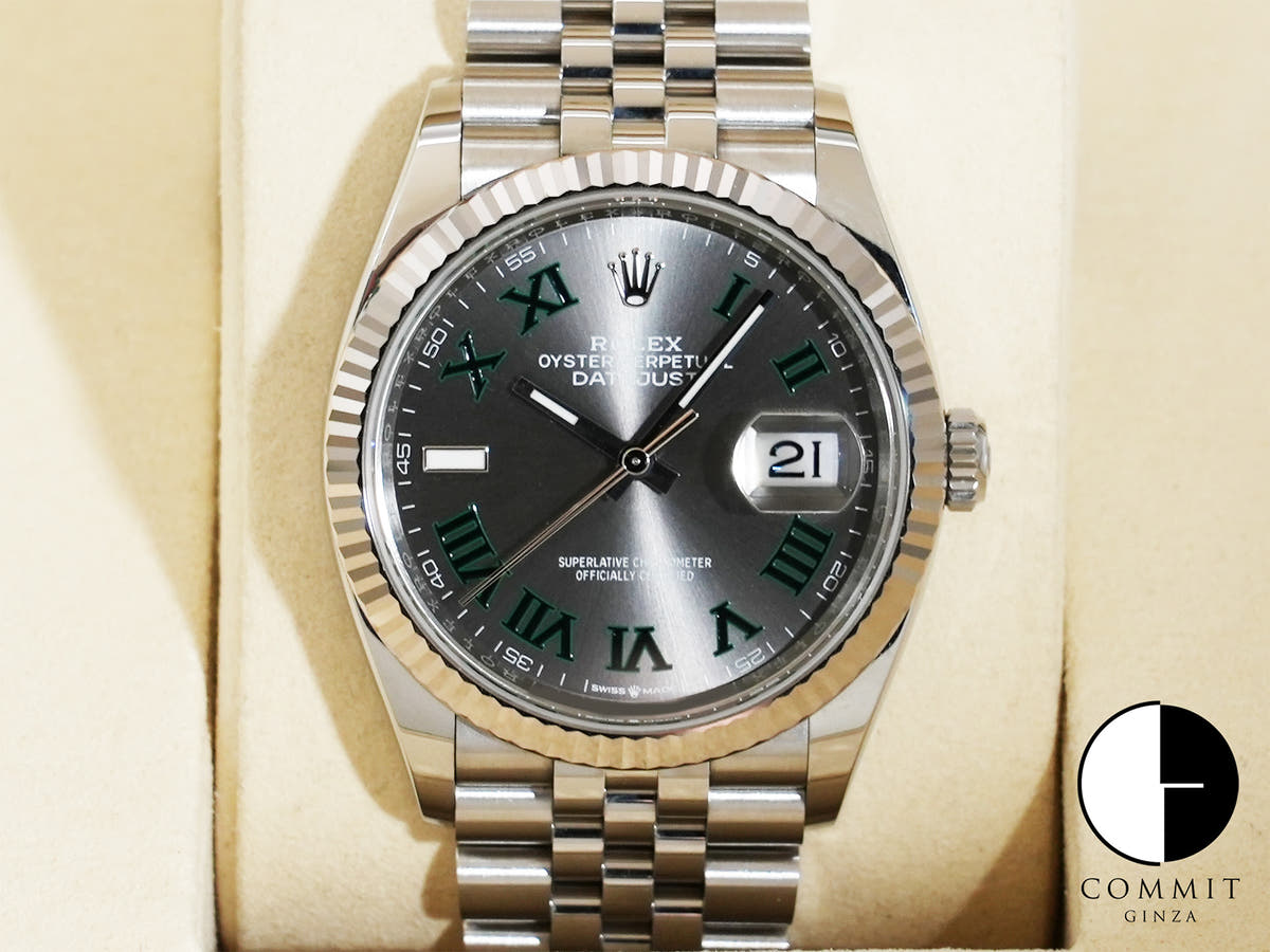 ロレックス デイトジャスト36 Ref.126234 ステンレススチール/ホワイトゴールド スレートローマン文字盤 ジュビリーブレスレット 中古 bn47yx3u