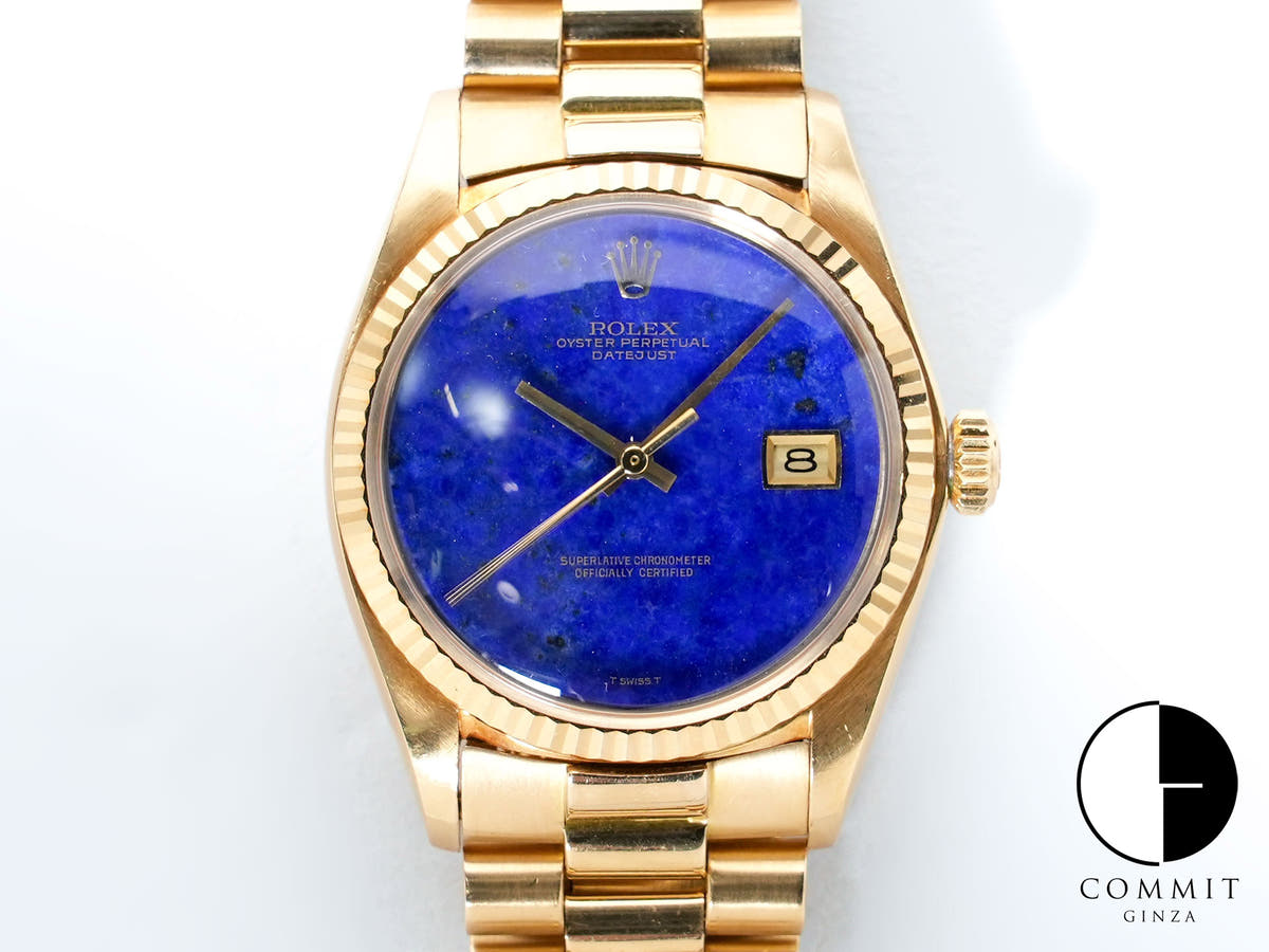 Rolex Datejust Ref. 1601/8 Yellow Gold Lapis Lazuli Dial Used ei4pe42t