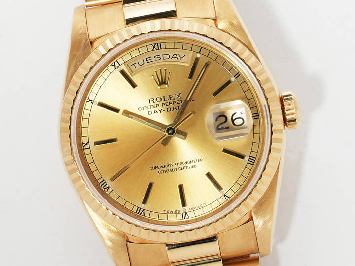 ロレックス デイデイト36 Ref.18238 イエローゴールド シャンパンゴールド文字盤 中古 gzaoyqj7