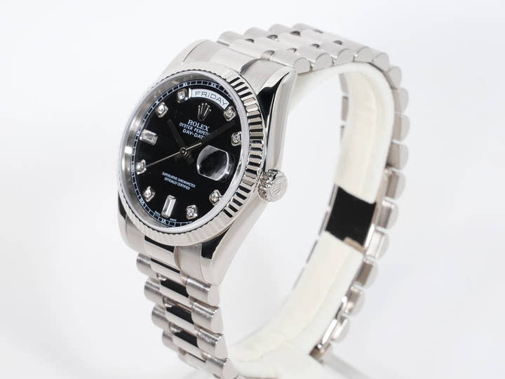 ロレックス デイデイト36 Ref.118239A ホワイトゴールド ブラック文字盤 美中古 k75s56gk