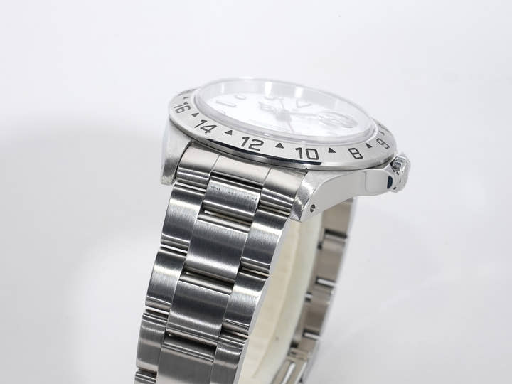 ロレックス エクスプローラーII Ref.16570 ステンレススチール ホワイト文字盤 オイスターブレスレット 中古 mac8suyq