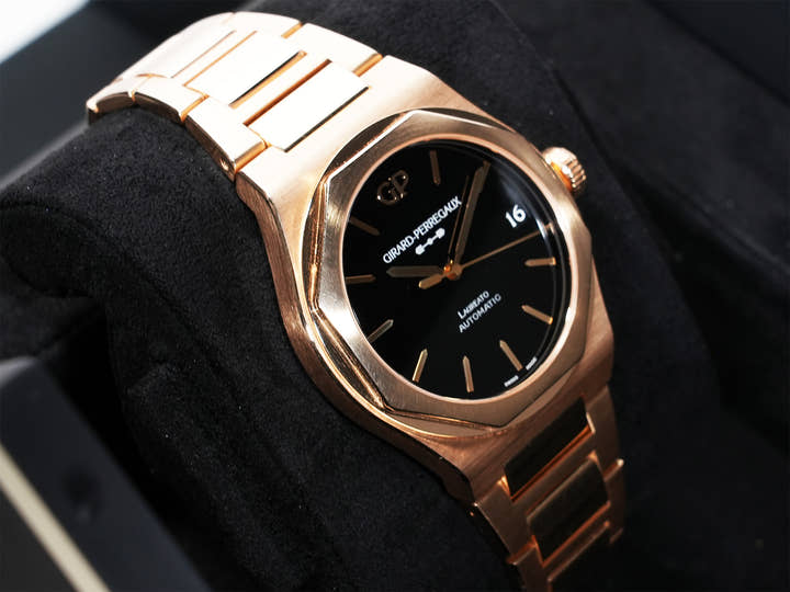 ジラールペルゴ ロレアート Ref.81010-52-3118-1CM ピンクゴールド オニキス文字盤 中古 h22kuhkm