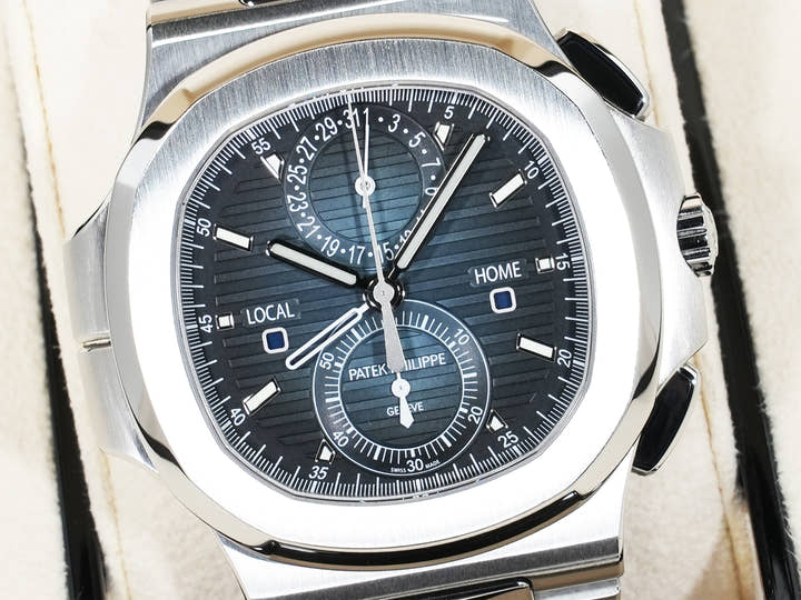 パテックフィリップ ノーチラス トラベルタイム クロノグラフ Ref.5990/1A-011 ステンレススチール ブルーソレイユ文字盤 美品 36jjyeh2