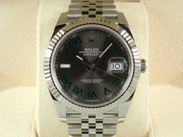 ロレックス デイトジャスト41 Ref.126334 ステンレススチール/ホワイトゴールド スレートローマン文字盤 ジュビリーブレスレット 極美品 L7071645