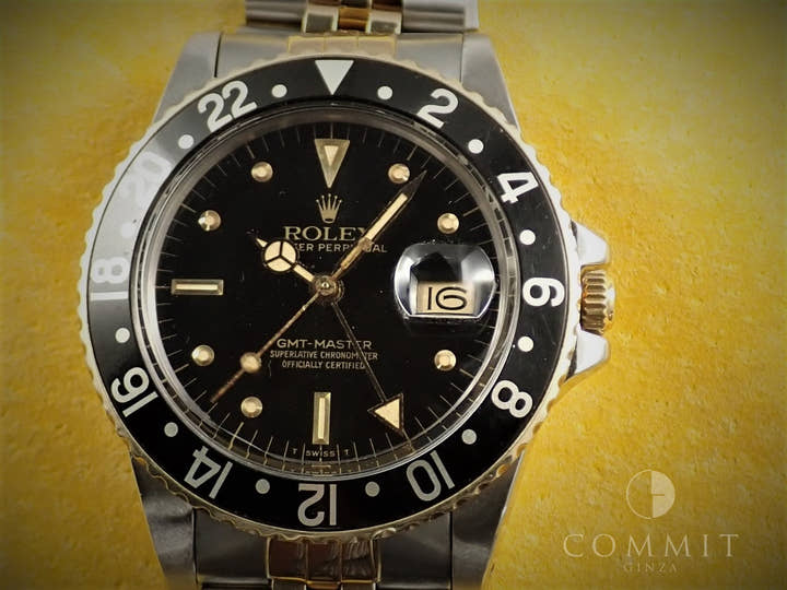 ロレックス GMTマスター Ref.16753 ステンレススチール/イエローゴールド ブラック文字盤 ジュビリーブレスレット 中古 8A9811HU