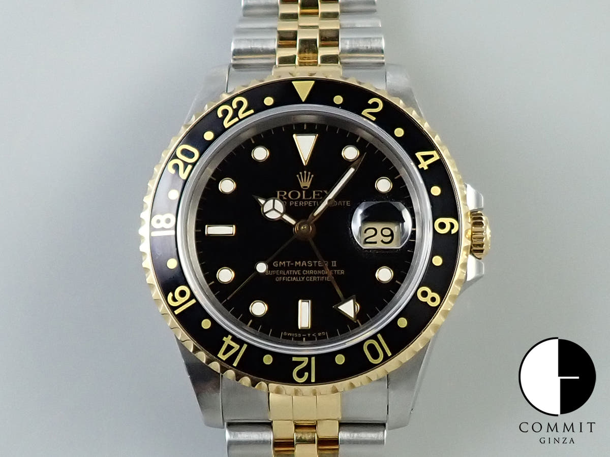 ロレックス GMTマスターII Ref.16713 ステンレススチール/イエローゴールド ブラック文字盤 ジュビリーブレスレット 中古 SM45PT31