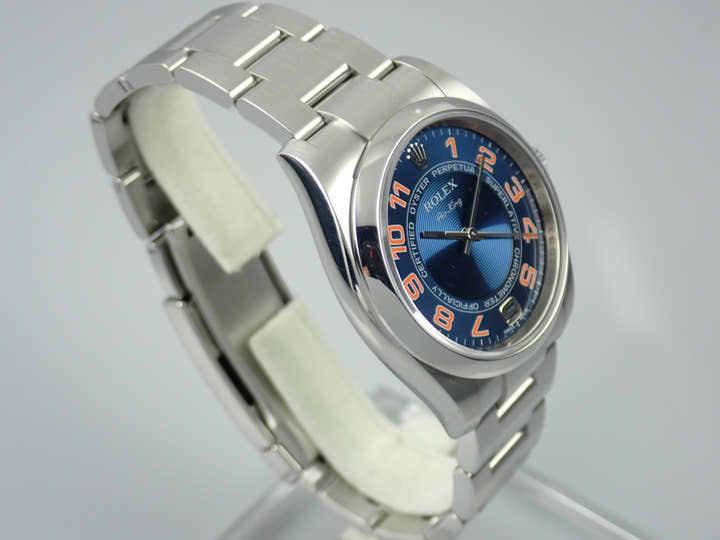 ロレックス エアキング Ref.114200 ブルーコンセントリック文字盤 中古 airking-17