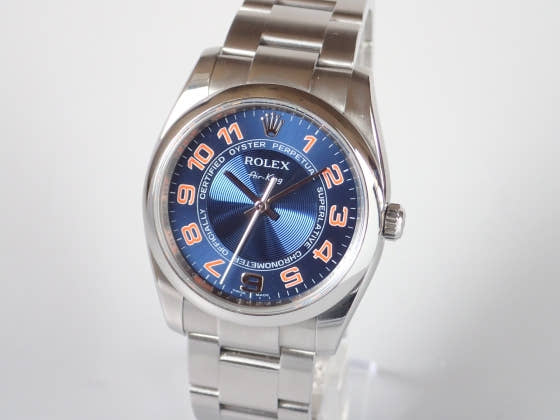 ロレックス エアキング Ref.114200 ブルーコンセントリック文字盤 中古 airking-2